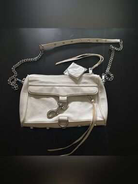 Rebecca Minkoff Leather Crossbody Bag in White with Silver Hardware